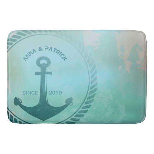 Vintager Retro aquamariner Badematte (Vorderseite)