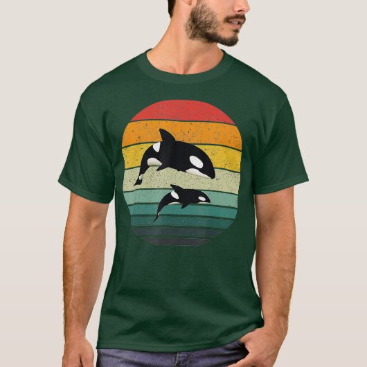 Vintager Retro Art Killer Whale T-Shirt (Vorderseite)