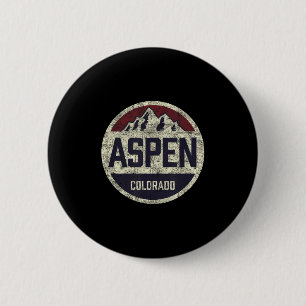 Vintager Retro Aspen Colorado Bergbahn Skipass Button