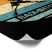 Vintager Retro Badminton Player Silhouette Sunset Poster (Ecke)