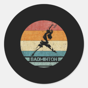 Vintager Retro Badminton Player Silhouette Sunset Runder Aufkleber