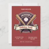 Vintager Retro-Baseball-Geburtstag Einladung (Vorderseite)