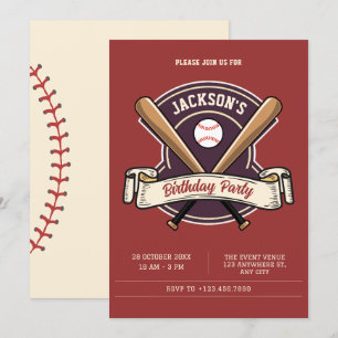 Vintager Retro-Baseball-Geburtstag Einladung