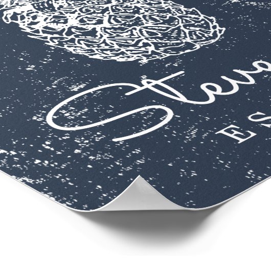 Vintager Retro Beach Ananas Familienname Poster (Ecke)