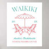 Vintager Retro Beach Junggeselinnen-Abschied Poster (Vorne)