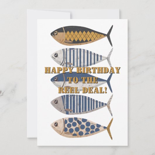 Vintager Retro-beängstigender Fisch, Geburtsdatum Feiertagskarte (Vorderseite)