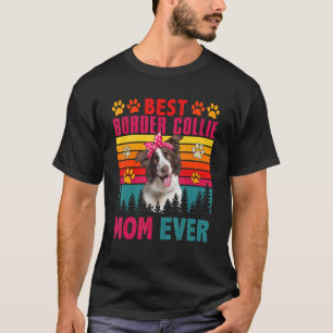 Vintager Retro Beste Border Collie Mama je Niedlic T-Shirt