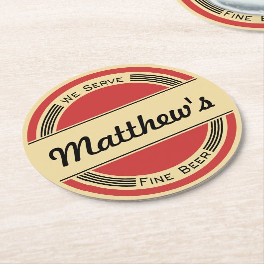Vintager Retro Bier-Untersetzer Runder Pappuntersetzer (Angewinkelt)