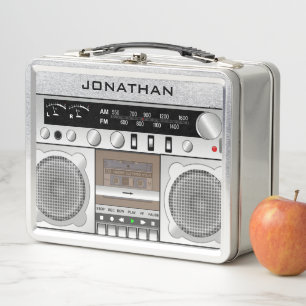 Vintager Retro Boombox Personalisiert Name Lunch B Metall Lunch Box