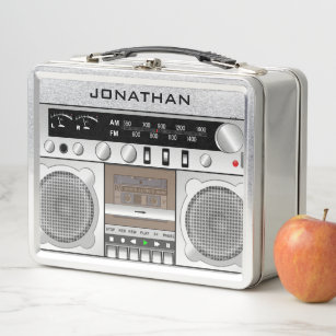 Vintager Retro Boombox Personalisiert Name Lunch B Metall Lunch Box