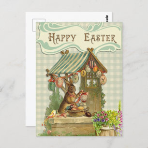 Vintager Retro-Bunny mit Ostereiern Postkarte