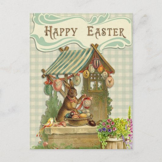 Vintager Retro-Bunny mit Ostereiern Postkarte (Vorderseite)