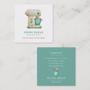 Vintager Retro Cake Mixer Bäckerei Konditorei Koch Quadratische Visitenkarte