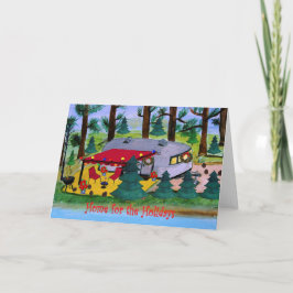 Vintager Retro-Camper am See Weihnachtskarten Karte