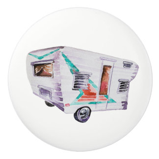 Vintager Retro Camper-Anhänger-Griff-Zug V. 2 Keramikknauf