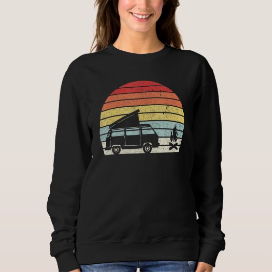 Vintager Retro Camper Van Bus Vanlife Campfire Sweatshirt (Vorderseite)