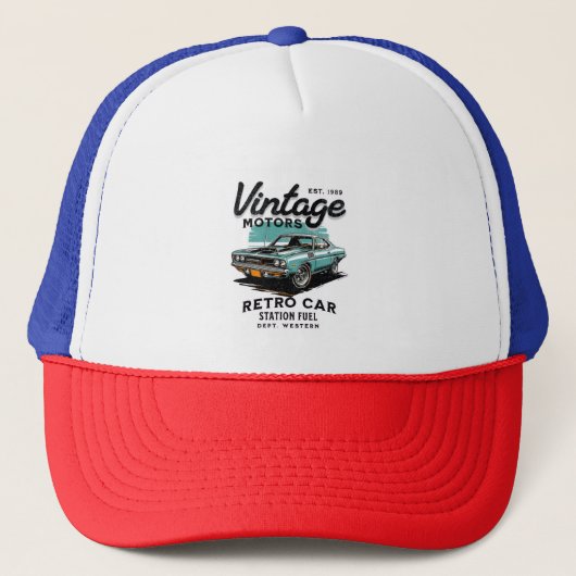 Vintager Retro Car Trucker Hat Truckerkappe (Vorderseite)