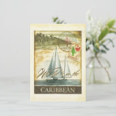Vintager Retro Caribbean Cayman Islands Empfang Einladung (Stehend Vorderseite)
