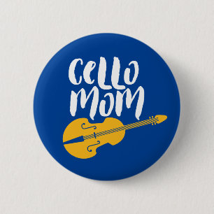 Vintager Retro Cello Mama Cellist Player Button
