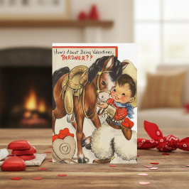 Vintager Retro Cowboy mit Pony Valentine's Day Feiertagskarte