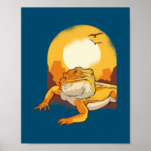 Vintager Retro des Bartdrachen Poster