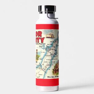 Vintager Retro Dose Landkreis Karte Wasser Flasche