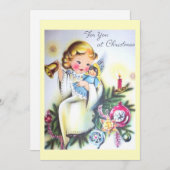 Vintager Retro-Engel im Weihnachtsbaum Feiertagskarte (Vorne/Hinten)