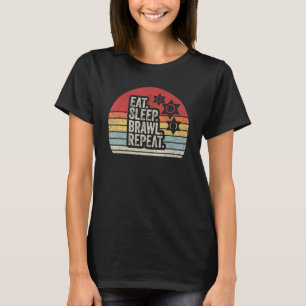 Vintager Retro-Essensschläfte Wiederholung T-Shirt