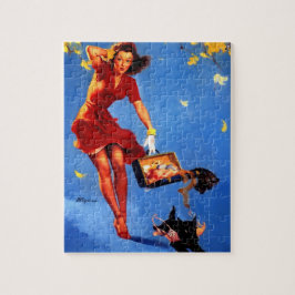 Vintager Retro Fall Zauber Pinup Girl Puzzle