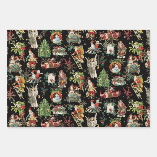 Vintager Retro-Feiertag Weihnachten Geschenkpapier Set (Vorderseite 2)