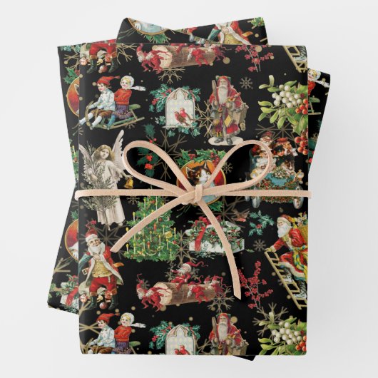 Vintager Retro-Feiertag Weihnachten Geschenkpapier Set (Beispiel)
