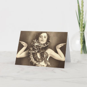 Vintager Retro Frauensideshow-Schlangen-Charmeur Karte