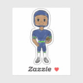 Vintager Retro-Fußballspieler, blau grün Aufkleber (Blatt)