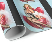 Vintager Retro Glamour Pinup Girl Geschenkpapier (Rolleneckpunkt)