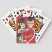 Vintager Retro-glücklicher Valentinstag an Lehrer Spielkarten (Rückseite)