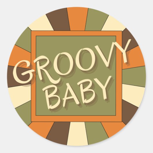 Vintager Retro Groovy Babyaufkleber Runder Aufkleber (Vorderseite)