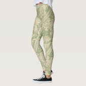 Vintager Retro-grüner Blumenwirbel Leggings (Links)