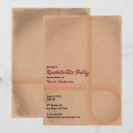 Vintager Retro Grunge 60er Jahre 70er Junggeselinn Einladung