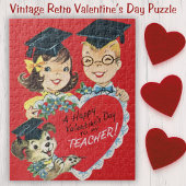Vintager Retro-Happy Valentine-Tageslehrer Puzzle