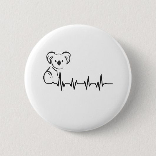 Vintager Retro Heartbeat Koala Animals Geschenk Button (Vorderseite)