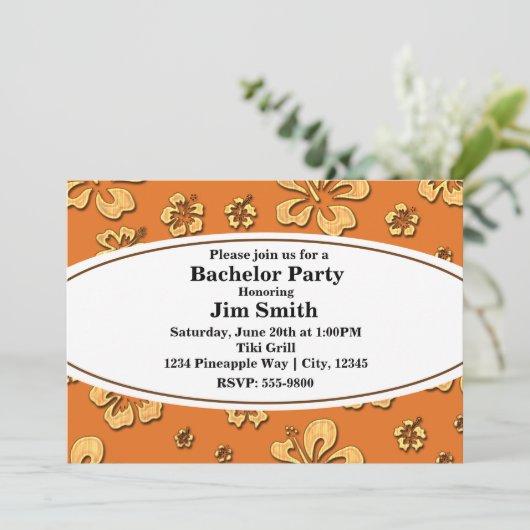 Vintager Retro Hibiskus Tropical Beach Einladung (Stehend Vorderseite)