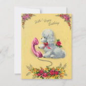 Vintager Retro Hund am Telefon glücklich Geburtsta Karte (Vorderseite)