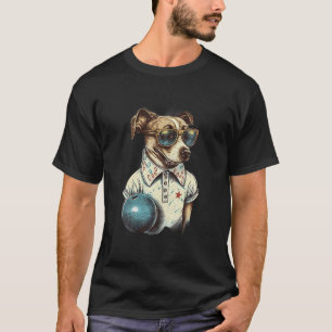 Vintager Retro Hund Bowling Bowl Bowler Pupp T-Shirt