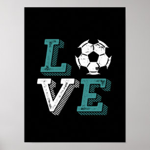 Vintager Retro I Liebe Fußball-Trainer Sportfächer Poster