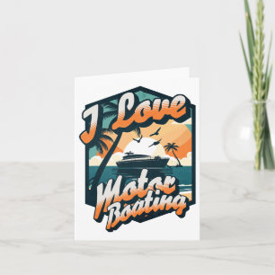 Vintager Retro I Liebe Motorboot Funny Boater Karte