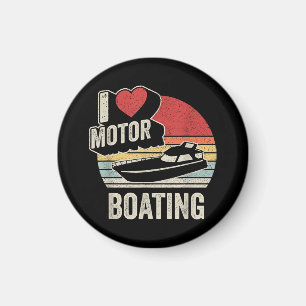 Vintager Retro I Liebe Motorboot Funny Boater Magnet