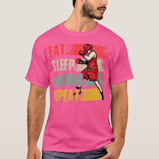 Vintager Retro isst Sleep Boxing Wiederholung lust T-Shirt