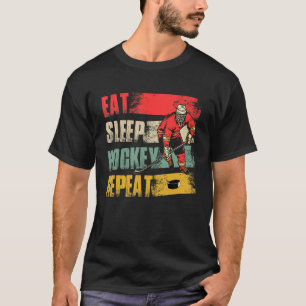 Vintager Retro isst Sleep Hockey Repetierspieler T-Shirt