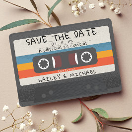 Vintager Retro-Kassettenband QR-Code Hochzeit Save The Date
