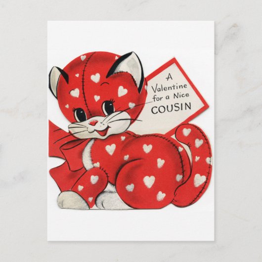 Vintager retro Katze Cousin addieren Feiertagspostkarte (Vorderseite)